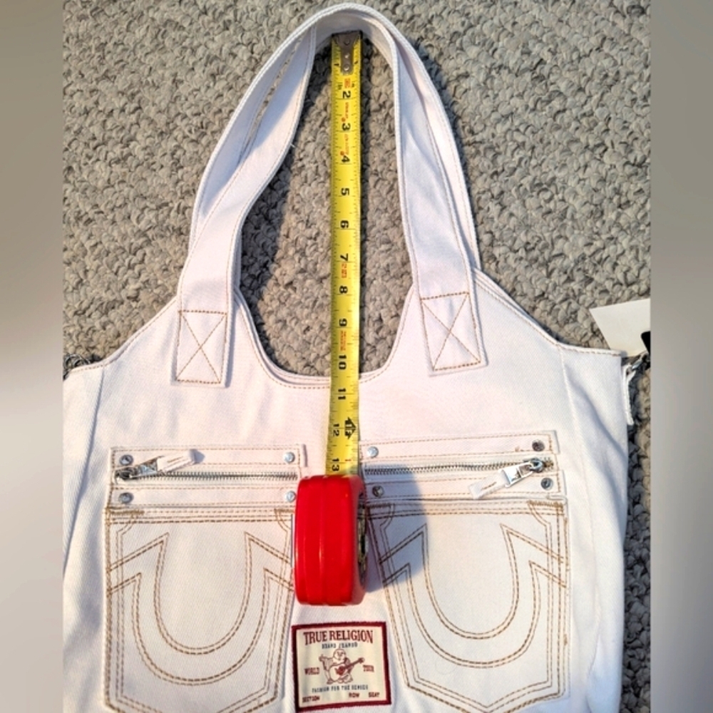 BNWT - True Religion White Tote/Crossbody/Shoulder/Beach/School Bag/Purse - Picture 11 of 16